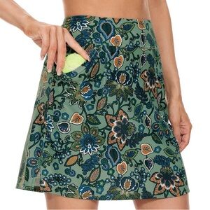 Floral Green A-Line Skirt - Swimsuit material